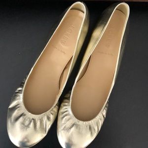 J. Crew gold Cece flats size 8 never worn